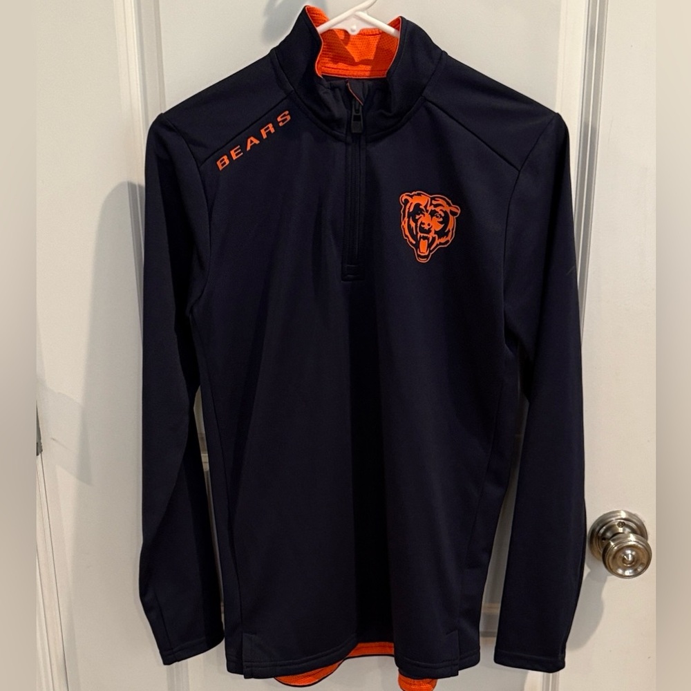 NFL Chicago Bears Youth Size L 14-16 Navy Team Apparel Quarter Zip